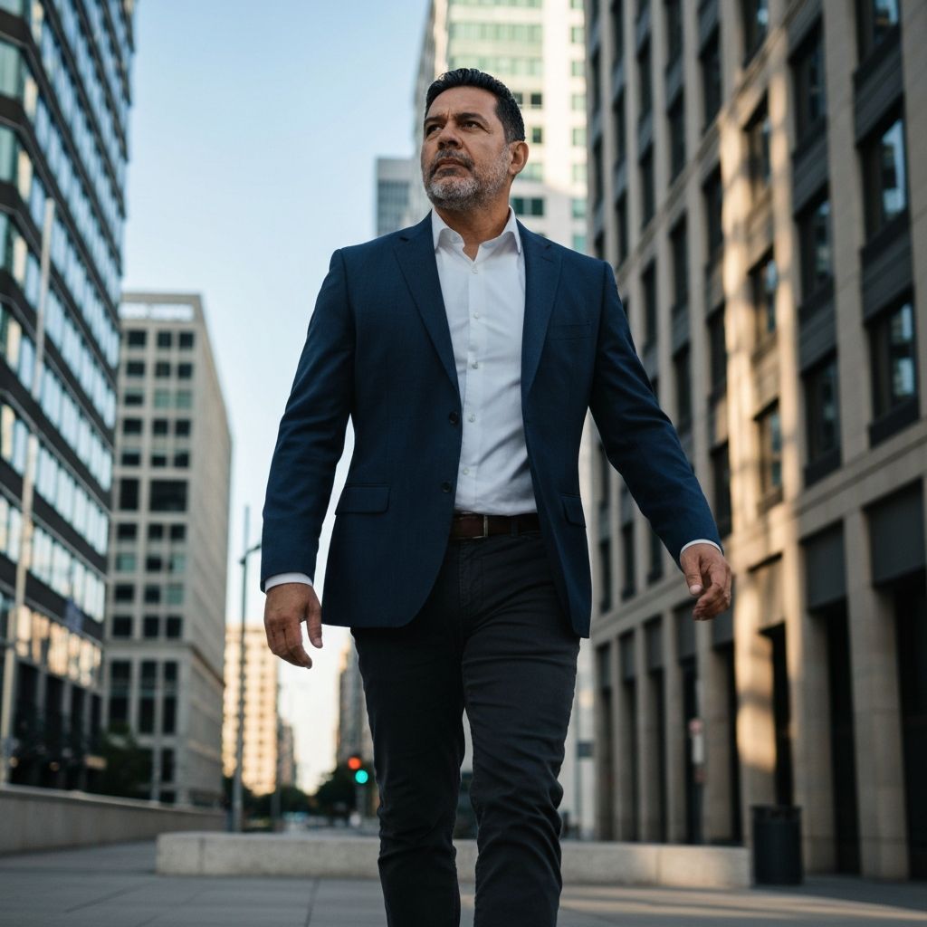 Profissional confiante caminhando na cidade