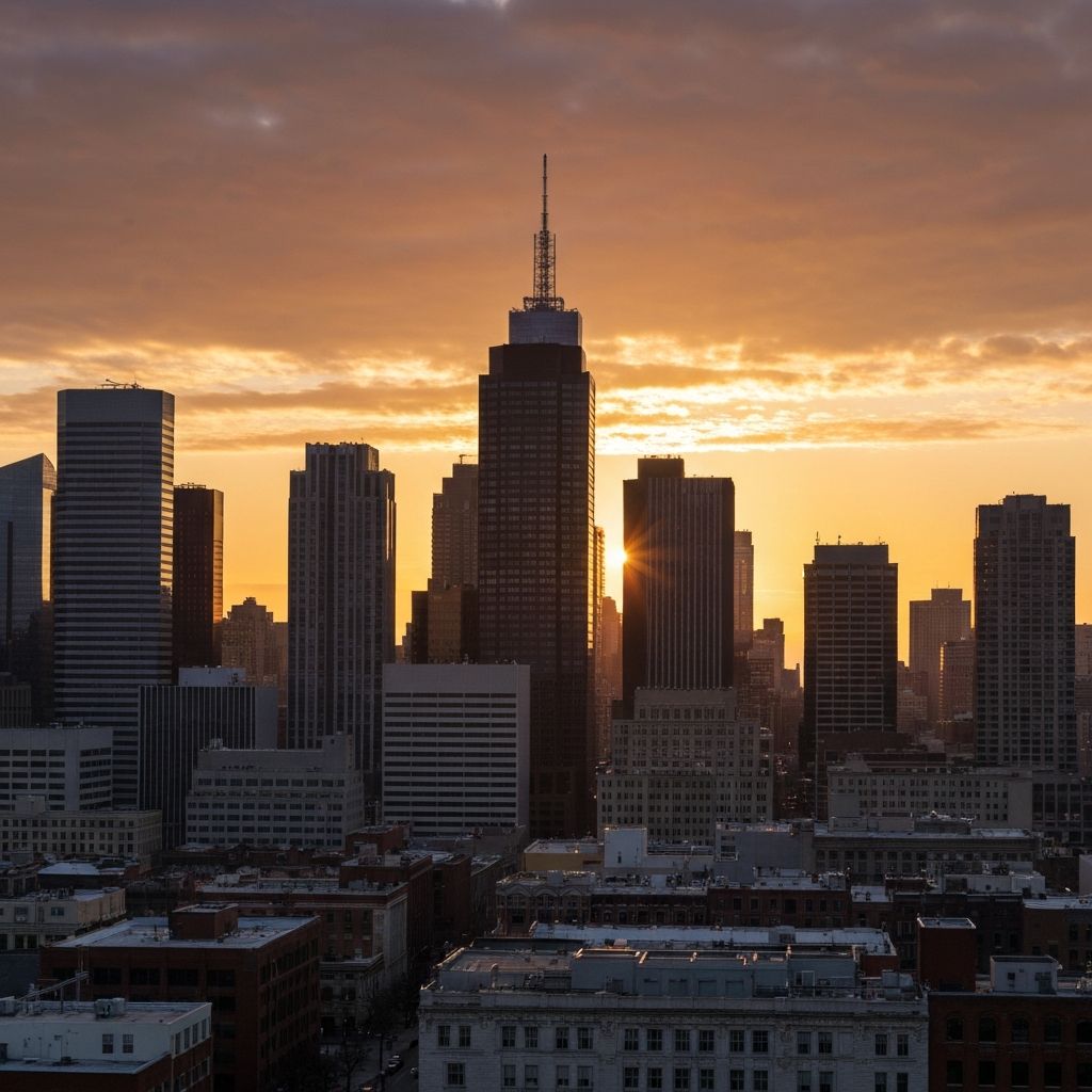 Nascer do sol sobre a cidade em 2026