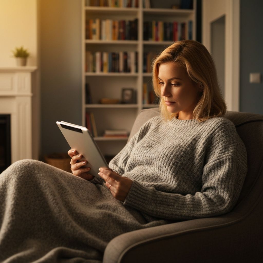 Mulher lendo eBook no tablet